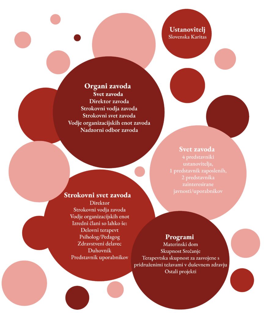 Organigram Zavod Pelikan - Karitas:
Svet zavoda
Direktor zavoda
Strokovni vodja zavoda
Strokovni svet zavoda
Vodje organizacijskih enot zavoda
Nadzorni odbor zavoda